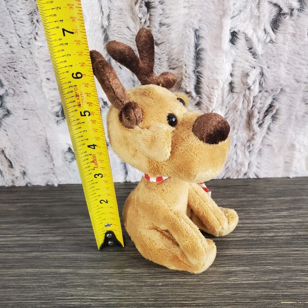 CHOSUN Bobblehead Plush Brown Reindeer With Red Striped Scarf 6